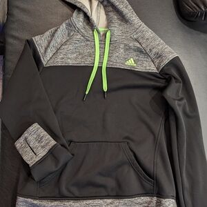 Adidas Men's Black and Gray Hoodie Sweater